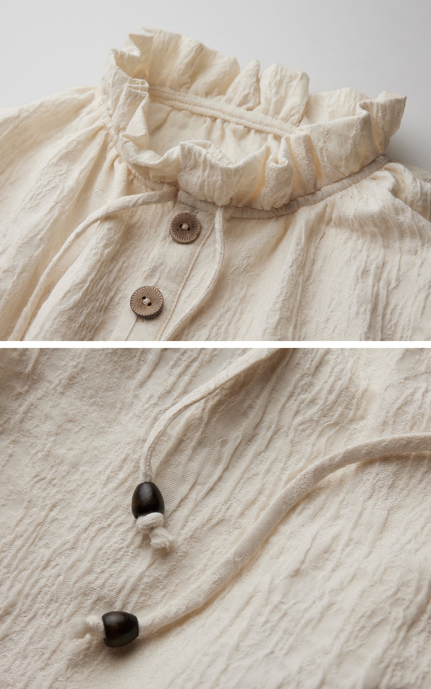 DOINDULGE Textured Gathered Sleeve Blouse