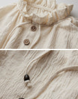 DOINDULGE Textured Gathered Sleeve Blouse