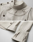DOINDULGE Stand Collar Double-Breasted Fitted Shirt