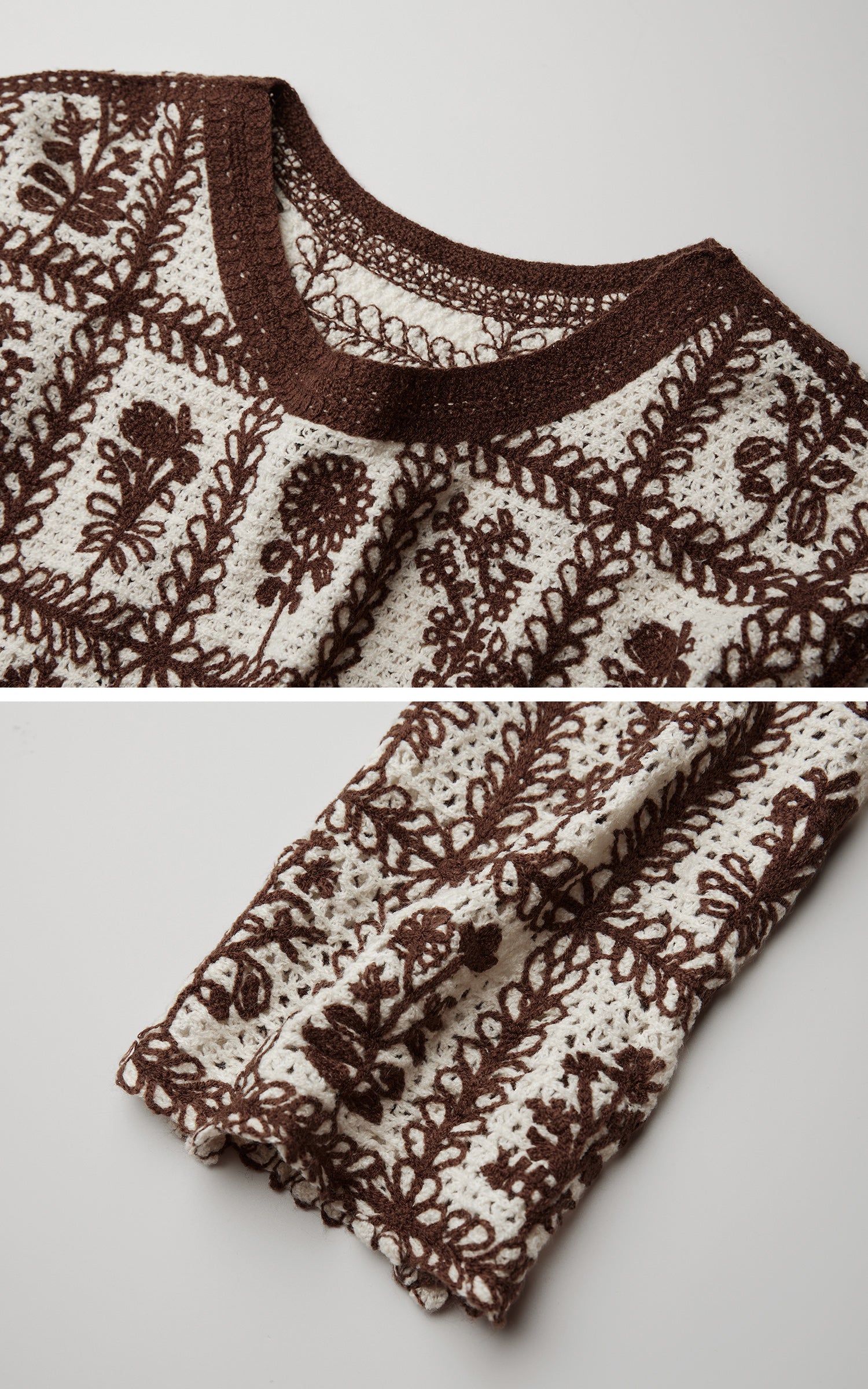 DOINDULGE Floral Grid Knit Sweater