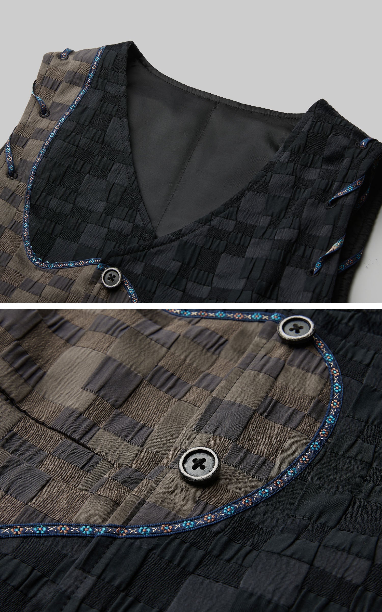 DOINDULGE Asymmetric Patchwork Textured Vest