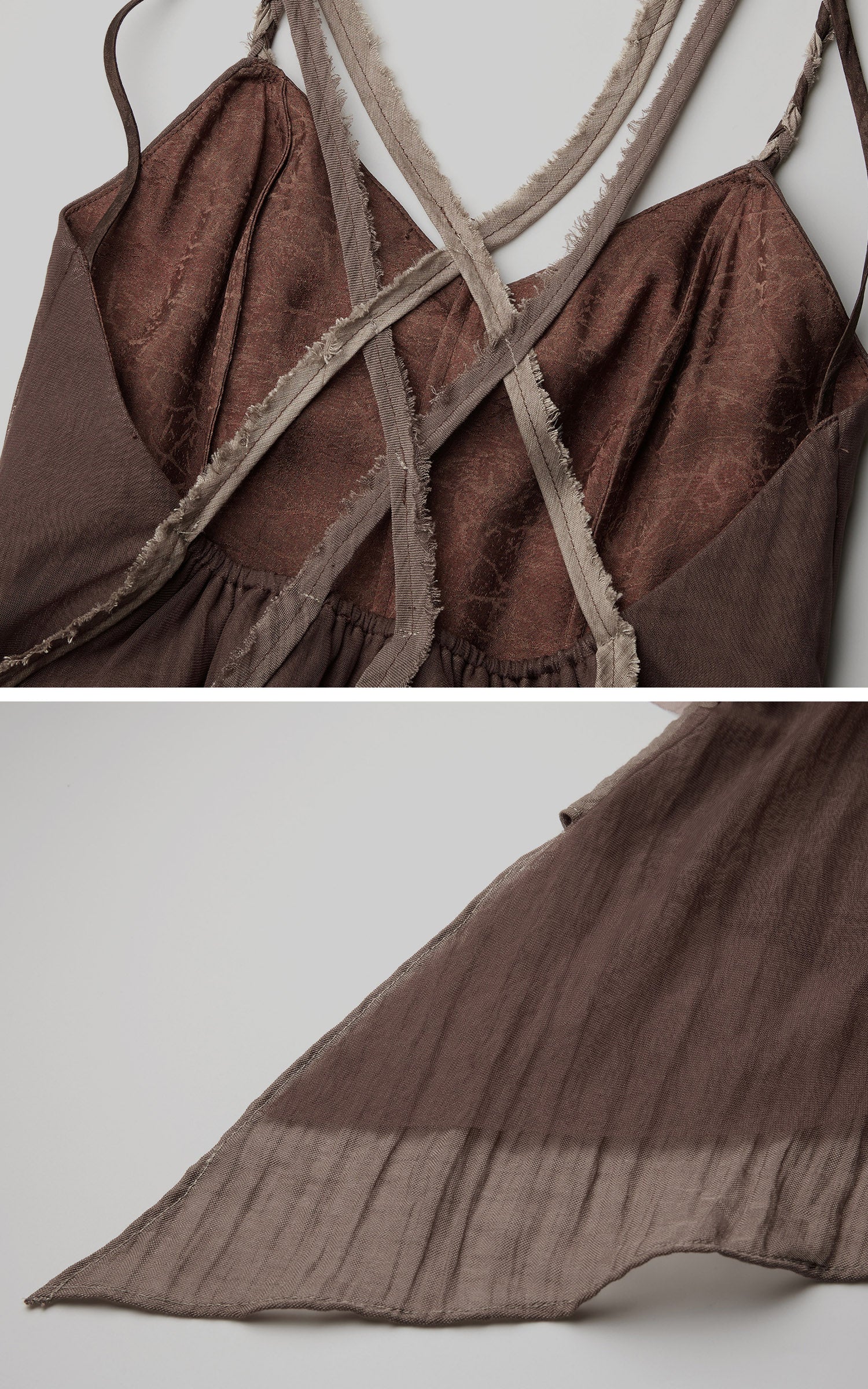 DOINDULGE Braided-Strap Layered Open-Back Maxi Dress