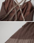 DOINDULGE Braided-Strap Layered Open-Back Maxi Dress