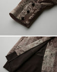 DOINDULGE Distressed Archive Print High Neck Long Sleeve Dress with Lace Waist Structure
