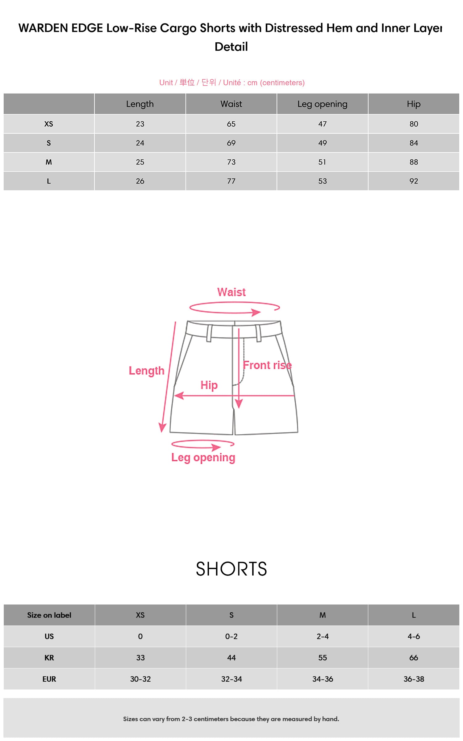 WARDEN EDGE Low-Rise Cargo Shorts with Distressed Hem and Inner Layer Detail