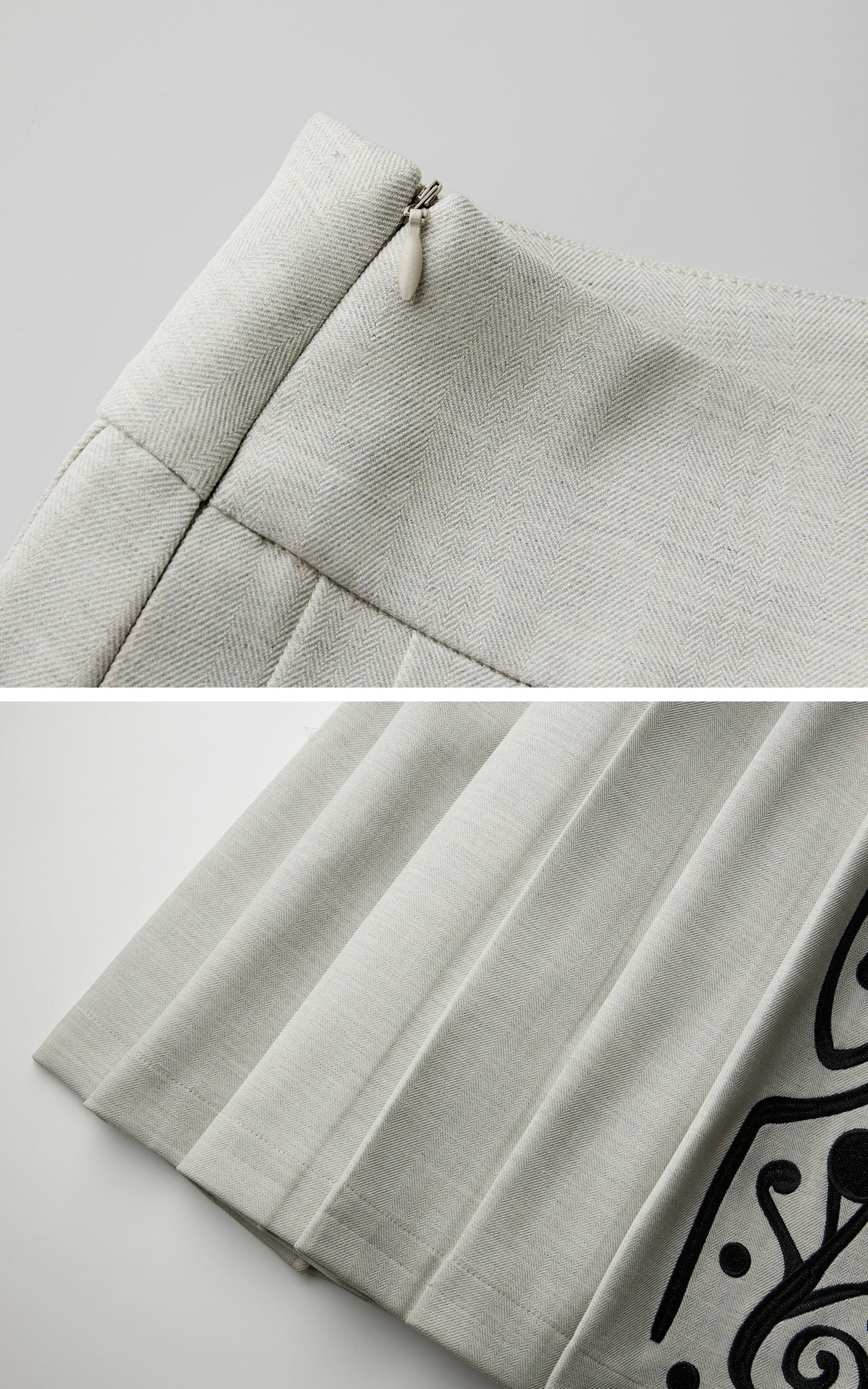 DOINDULGE Embroidered Panel Pleated Maxi Skirt