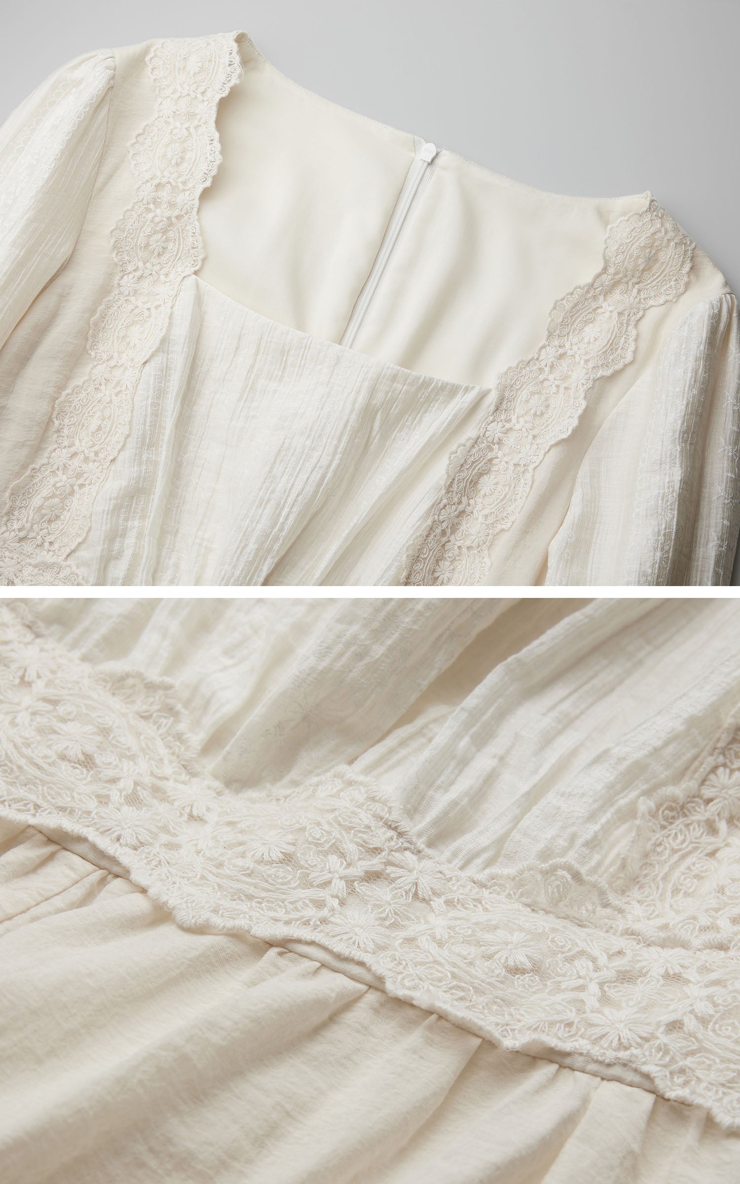 DOINDULGE Lace Structured Square Neck Long Dress