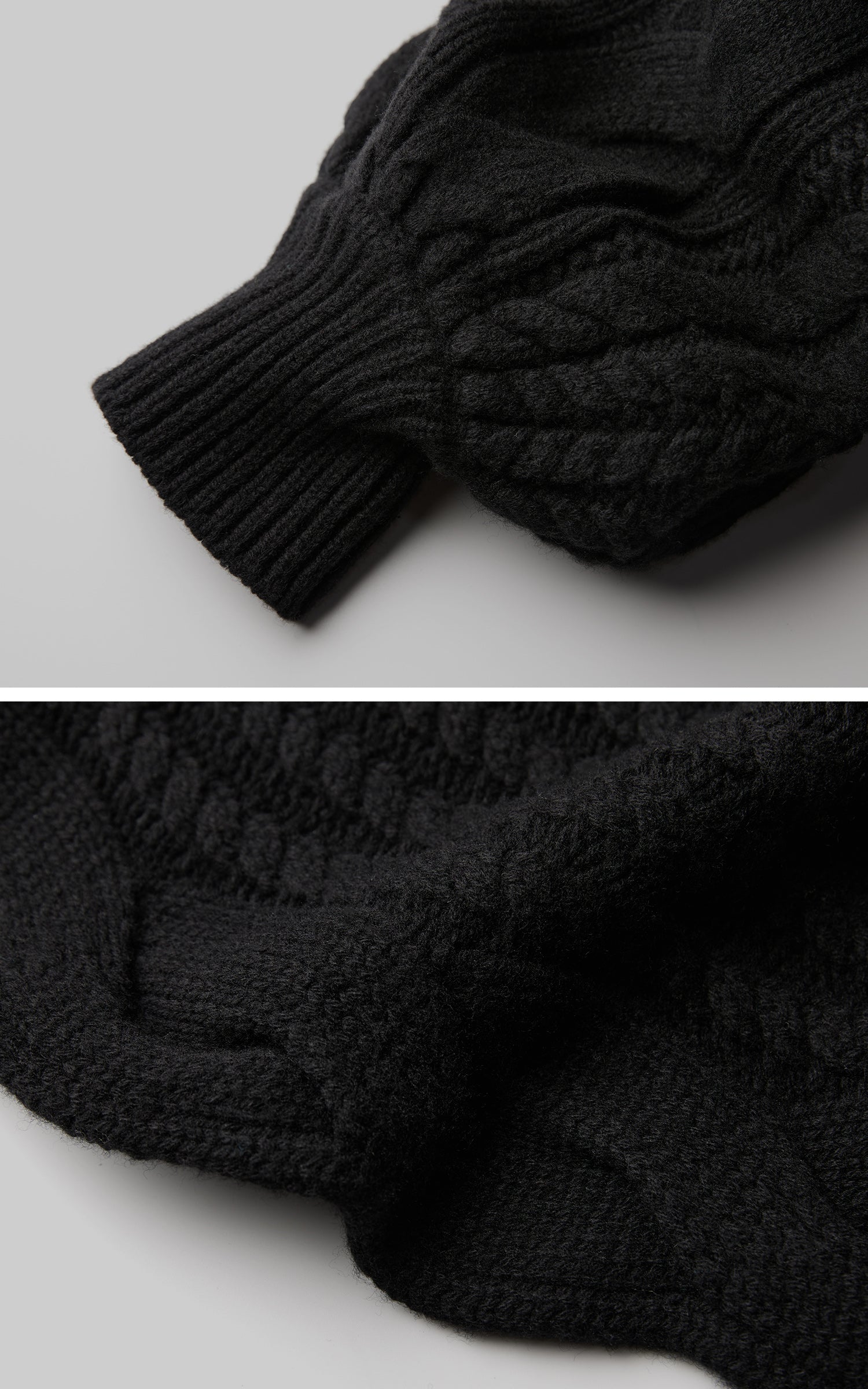 DOINDULGE Sculptural Cable-Knit Cardigan with Oversized Sleeves