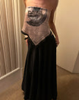 0122stepll Sculpted Asymmetrical Tube Top with Graphic Print