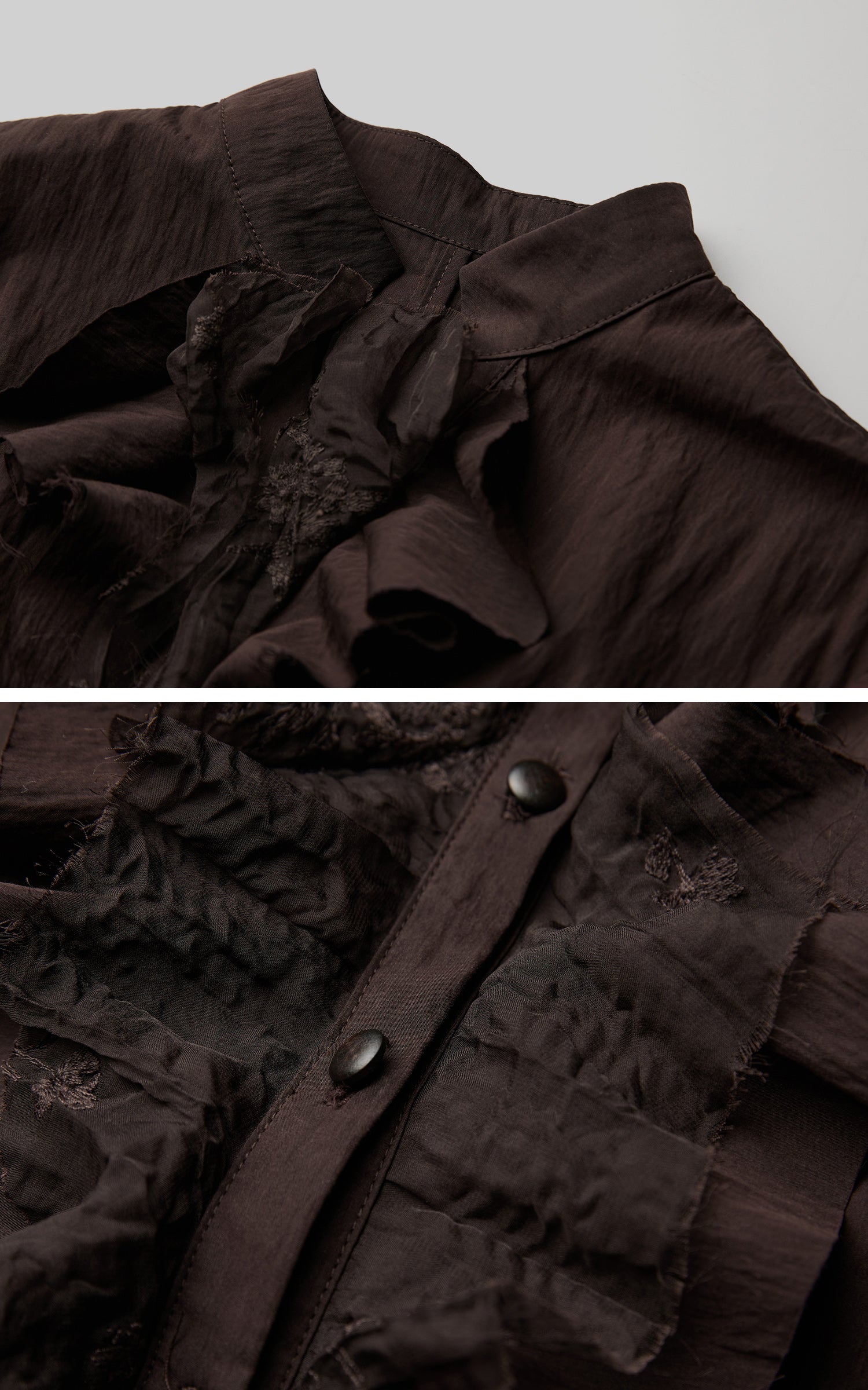 DOINDULGE Textured Ruched Shirt Dress