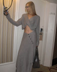 0122stepll Draped Knit Top & Asymmetric Maxi Skirt Set