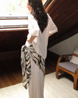 0122stepll Zebra Scarf Oversized Tee & Drawstring Maxi Skirt Lounge Set