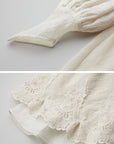 DOINDULGE Lace Structured Square Neck Long Dress