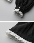 DOINDULGE Contrast Collar Puff Sleeve Blouse