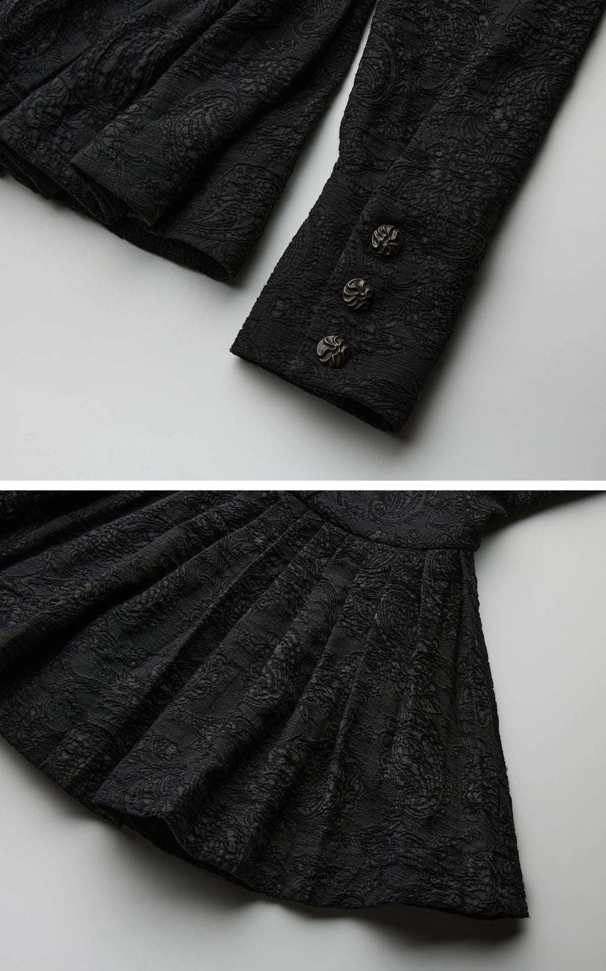DOINDULGE Chemise Jacquard Longue à Col Montant et Basque