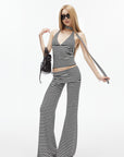 IAMXIAA Striped Halter Neck Flare Pants Set