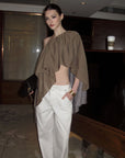 0122stepll Asymmetric Draped One-Shoulder Top
