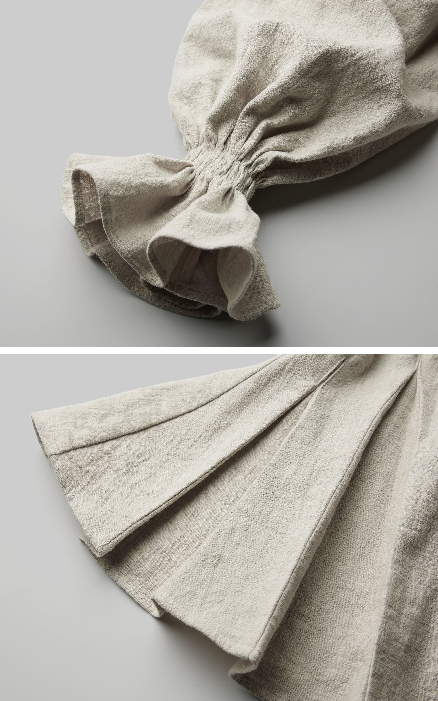 DOINDULGE Sculpted Pleated Waist Ruffle Collar Linen Shirt