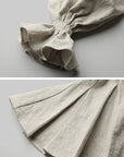 DOINDULGE Sculpted Pleated Waist Ruffle Collar Linen Shirt