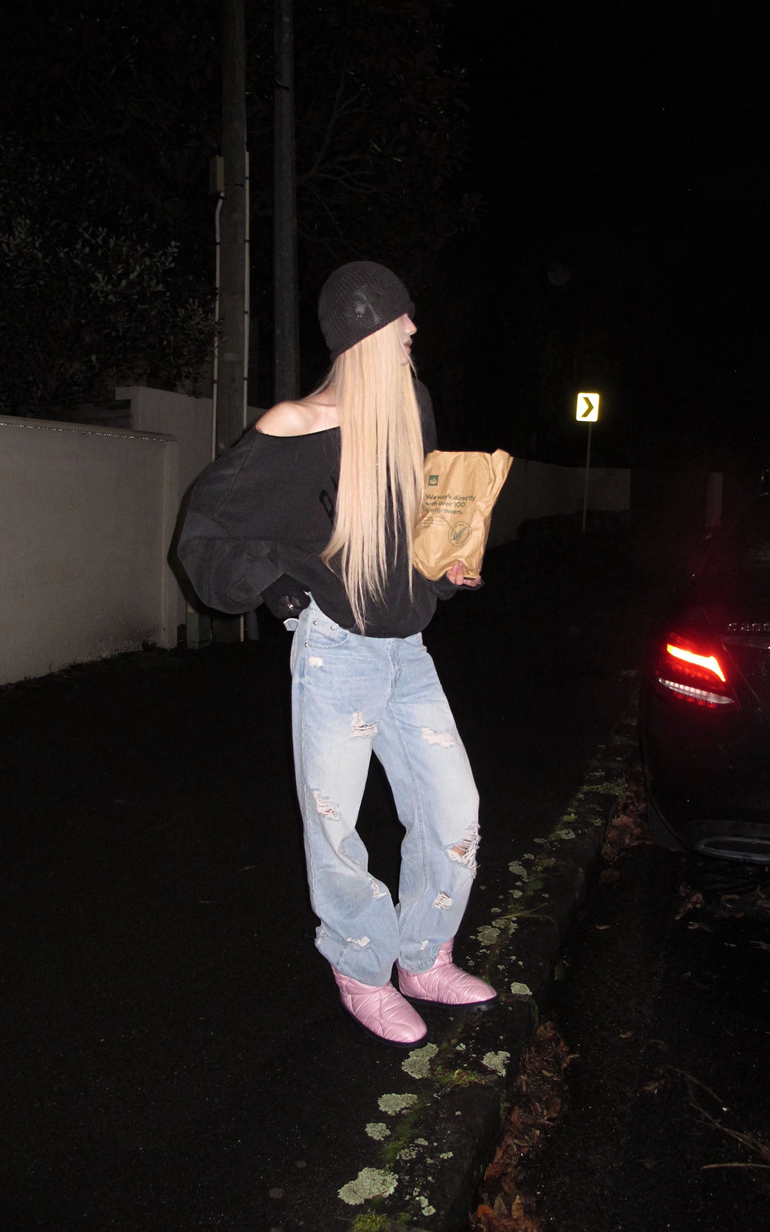 Rase le sol Pantalon en denim à jambes larges déstructuré