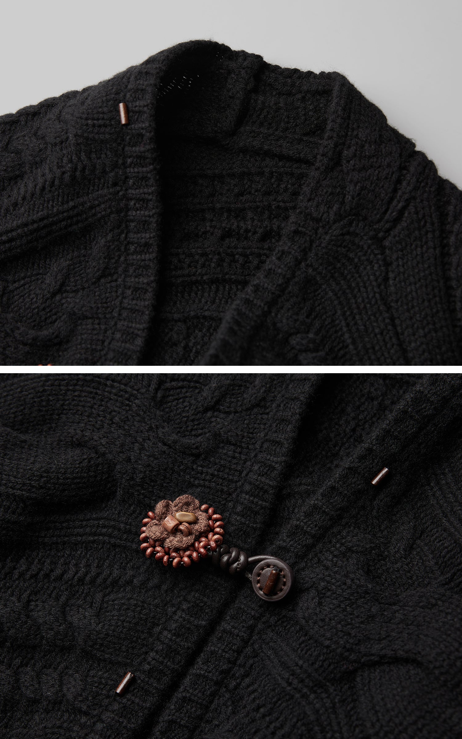 DOINDULGE Sculptural Cable-Knit Cardigan with Oversized Sleeves