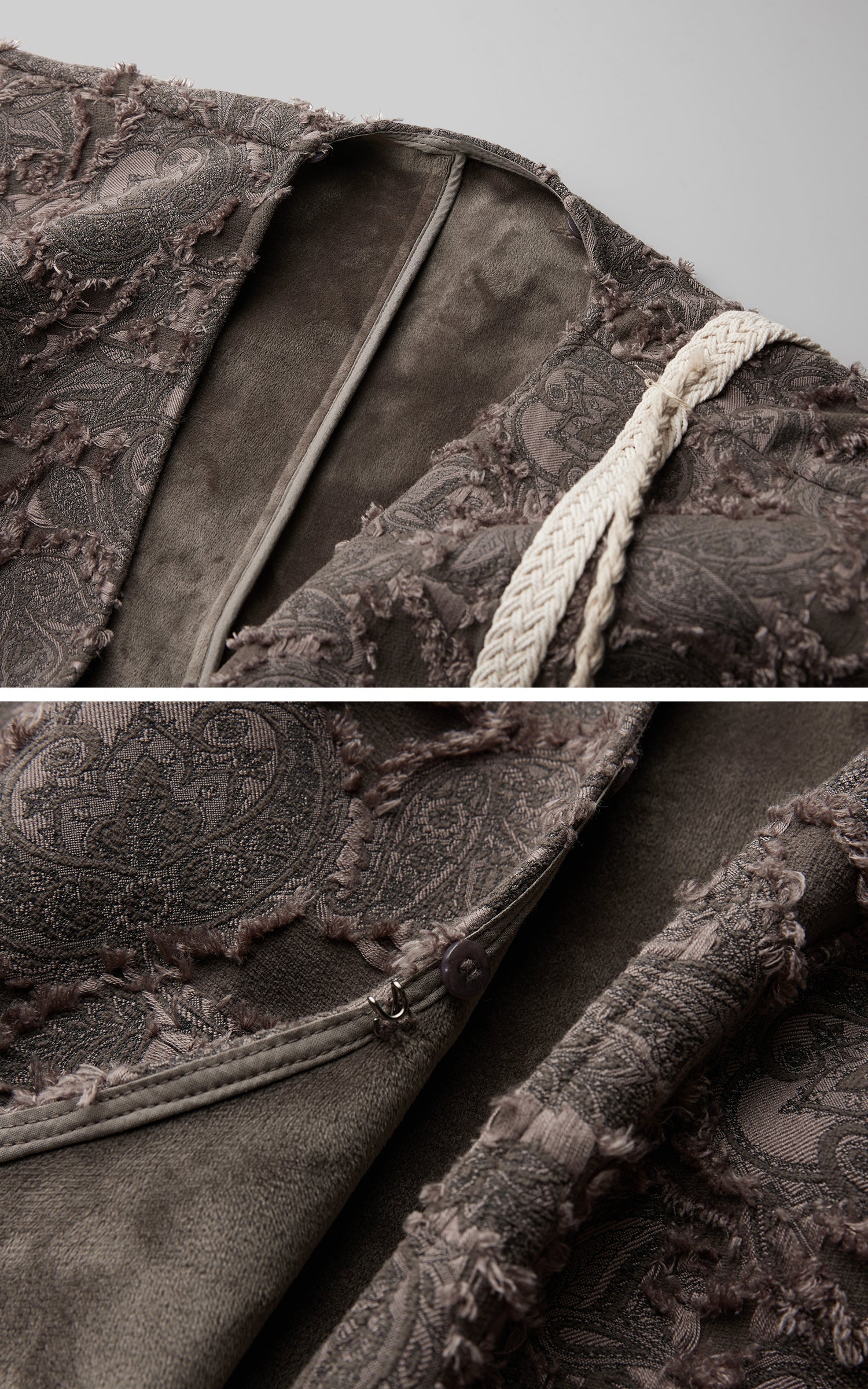 DOINDULGE Textured Jacquard Fringe Cloak