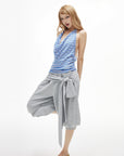 IAMXIAA Draped Tie-Waist Harem Capri Sweatpants