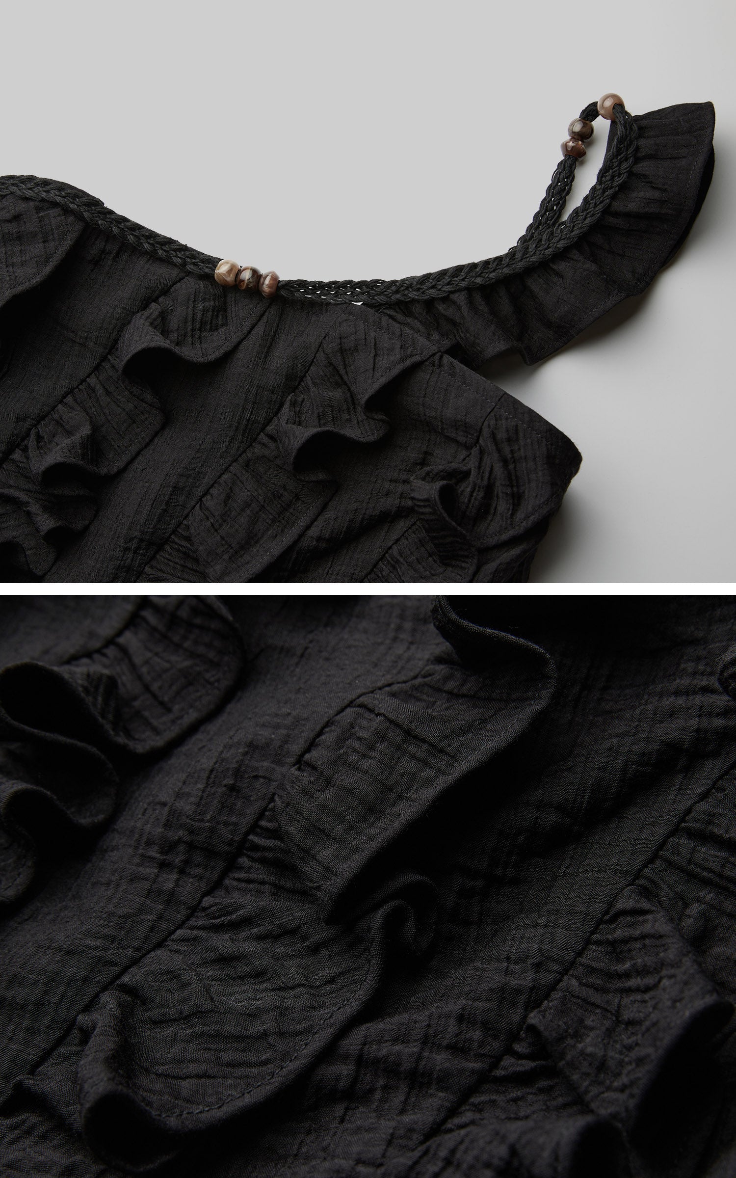 DOINDULGE Ruffled Off-Shoulder Crop Top