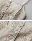 DOINDULGE Antique Lace Corset Camisole Raw Edge Asymmetric Hem Top