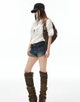 IAMXIAA Washed Low Rise Denim Shorts