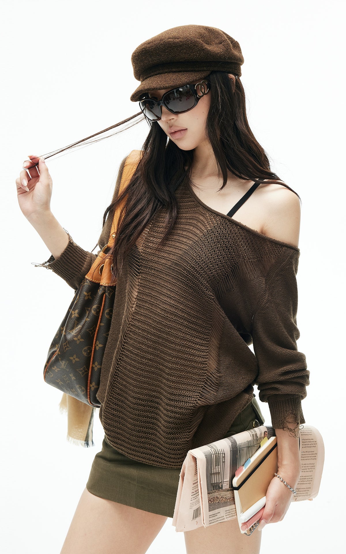 IAMXIAA Distressed Open Knit Oversized Sweater