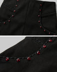 DOINDULGE High Waist Structured Studded Slim Denim Pants