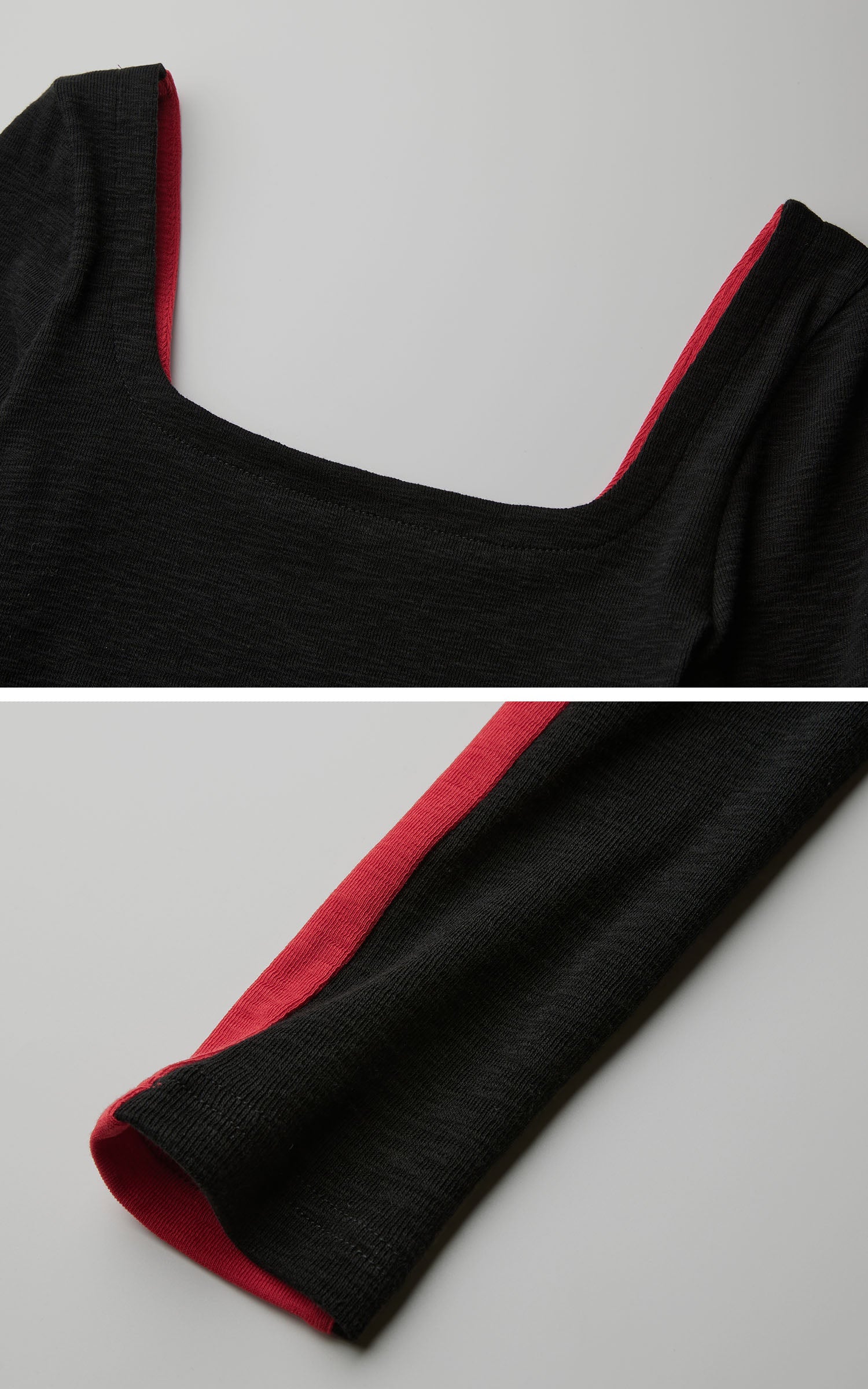 DOINDULGE Sculpted Contrast Panel Long Sleeve T-Shirt