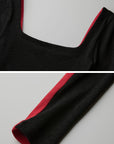 DOINDULGE Sculpted Contrast Panel Long Sleeve T-Shirt