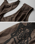 DOINDULGE Halter Cowl Neck Embroidered Maxi Dress