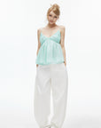 IAMXIAA Mint Chiffon Ruched Babydoll Cami Top