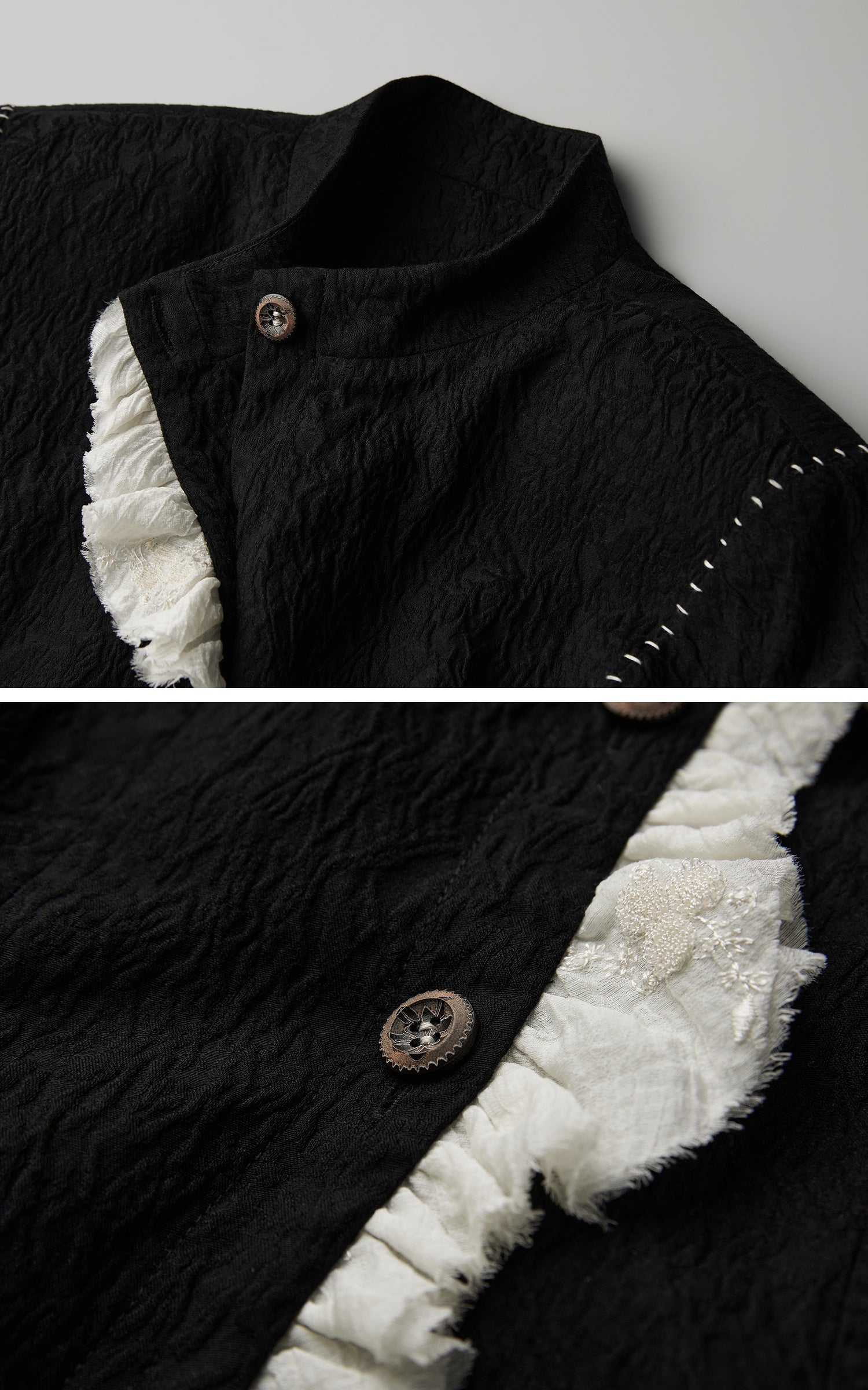 DOINDULGE Structured Crinkle Sculptural Peplum Jacket