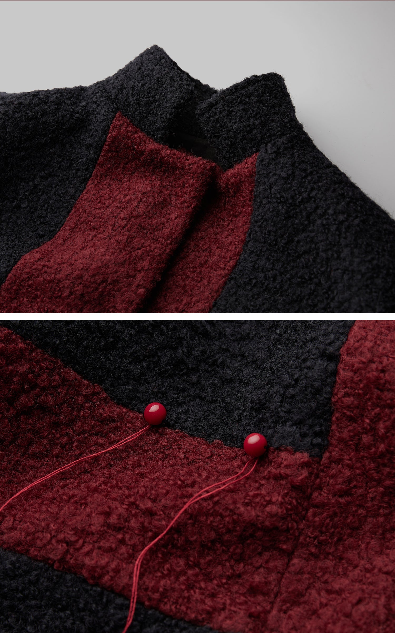 DOINDULGE Wool-Blend Contrast Panel Long Coat