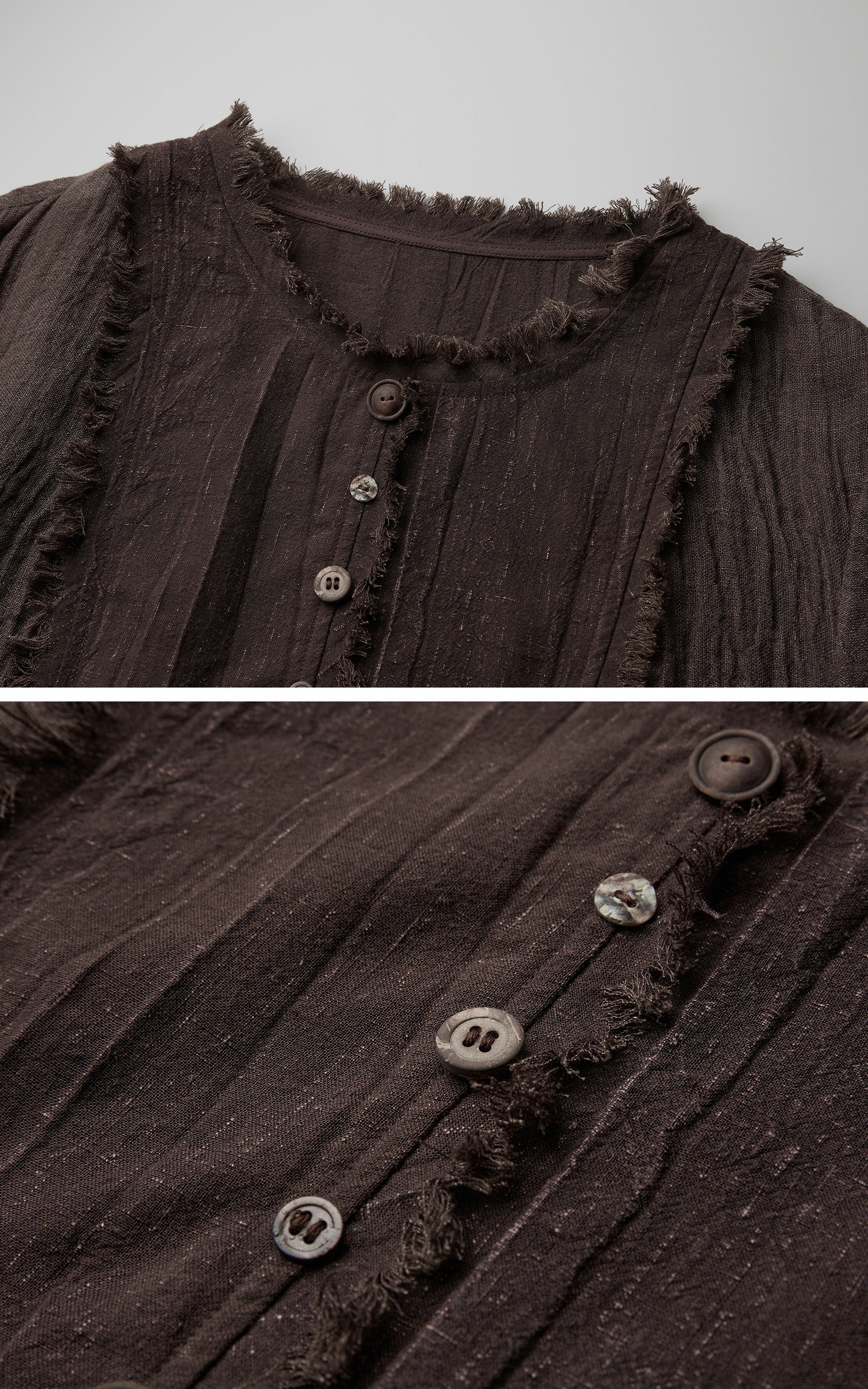 DOINDULGE Raw Edge Button-Front Draped T-Shirt