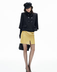 IAMXIAA Structured Shoulder Wool Double-Breasted Cropped Jacket
