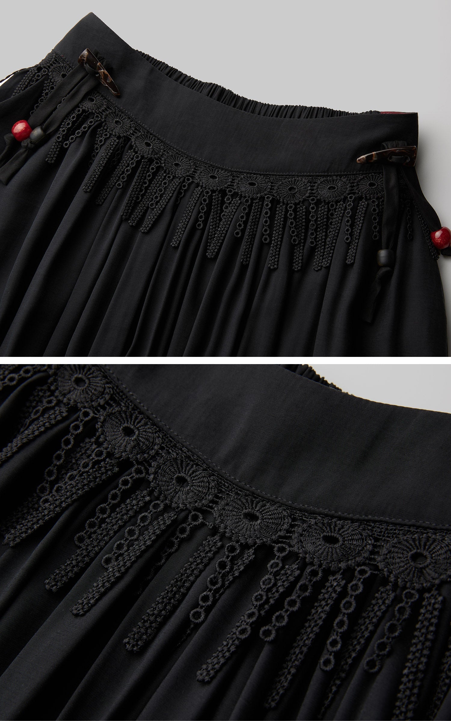 DOINDULGE Layered Ruffle Panel Maxi Skirt