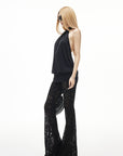 IAMXIAA Open-Back Halter Neck Draped Sleeveless Top
