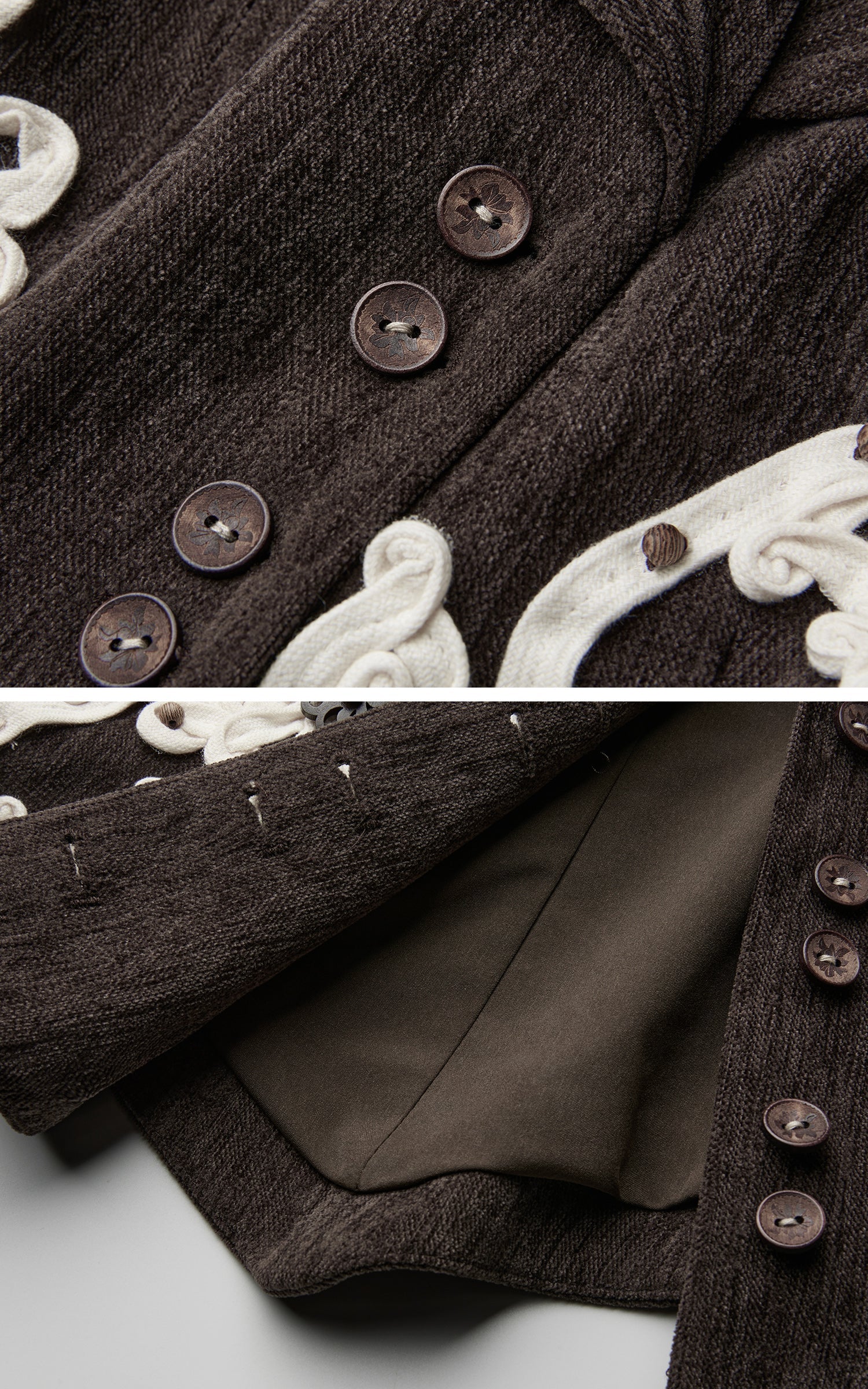 DOINDULGE Sculpted Collar Embroidered Fitted Jacket