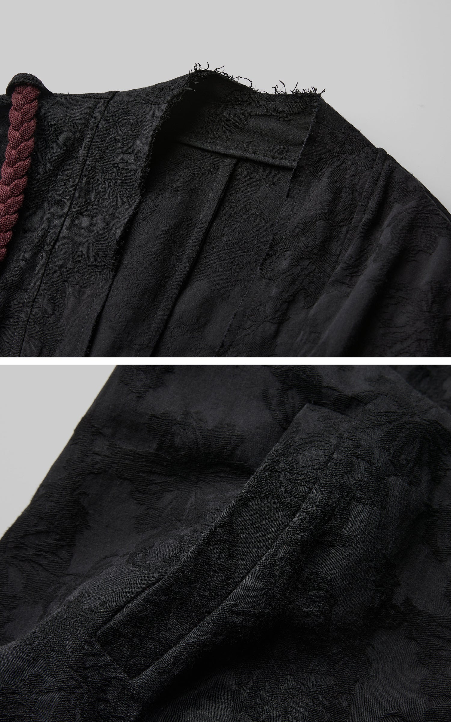 DOINDULGE Deconstructed Wrap Jacquard Long Knit
