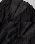 DOINDULGE Sheer Ruched Deep V Asymmetric Chiffon Blouse