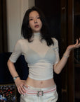 Hydrae Sheer Turtleneck Short Sleeve Top
