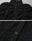 DOINDULGE Chemise Jacquard Longue à Col Montant et Basque