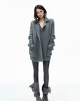 IAMXIAA Belted Ribbed Longline Knit Cardigan