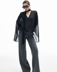 IAMXIAA Sheer Flowing Chiffon Top with Scarf Detail