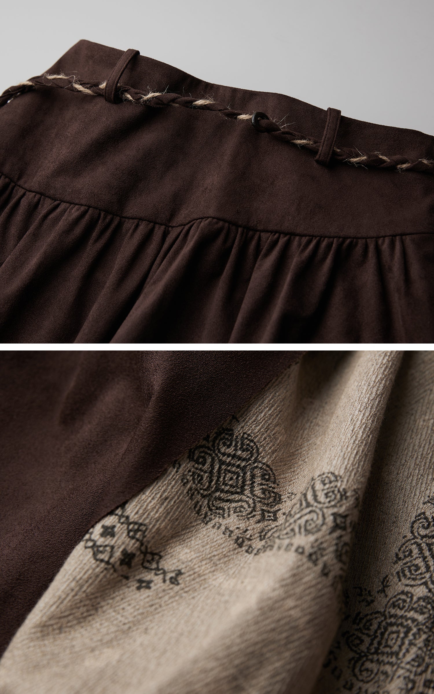DOINDULGE Layered Asymmetric Skirt with Braided Rope Detail